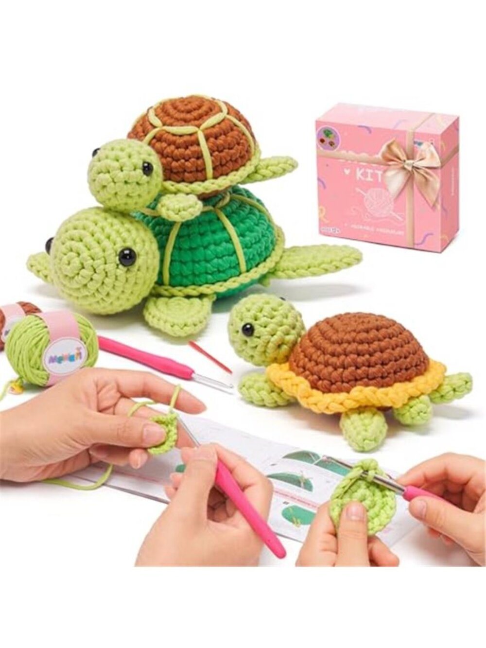 Beginner Crochet Kit Animal Amigurumi DIY Craft Set With Yarn Hooks And Videos